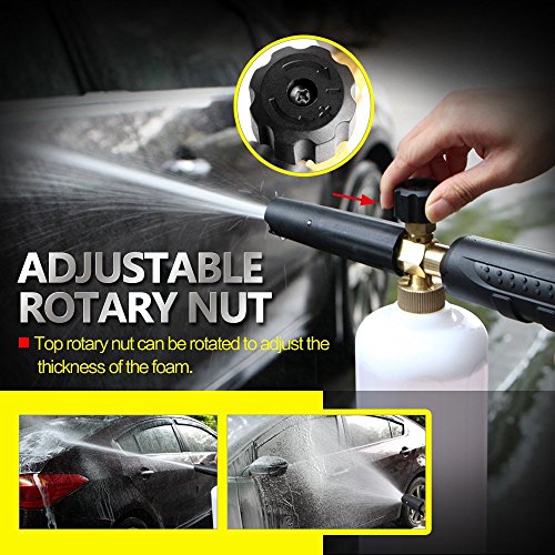 Rediboom Cañón Lanza de Espuma Ajustable para Lavado de Coche, Limpiador de Alta presión- Lanzador de Espuma de Nieve - Se Adapta a Todos los Arandelas de Presión de la Serie K de Karcher