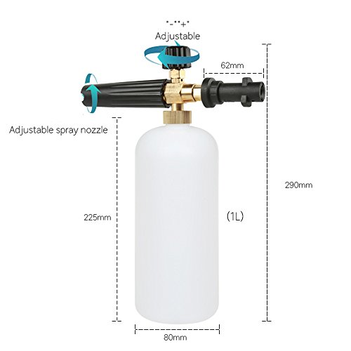 Rediboom Cañón Lanza de Espuma Ajustable para Lavado de Coche, Limpiador de Alta presión- Lanzador de Espuma de Nieve - Se Adapta a Todos los Arandelas de Presión de la Serie K de Karcher