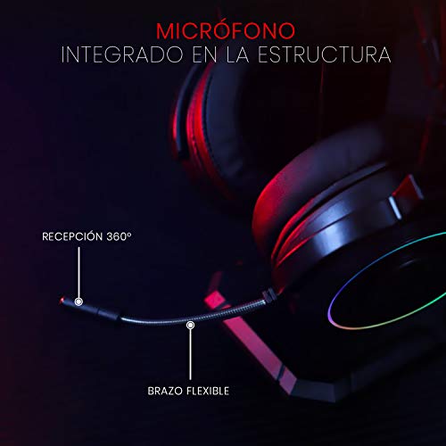 Redragon LAMIA 2 H320 RGB Auriculares para gaming 7.1 - Audio de Alta Definición + Potentes Bajos - Cascos con Micrófono para Juegos en PC - Incluye soporte y Software descargable