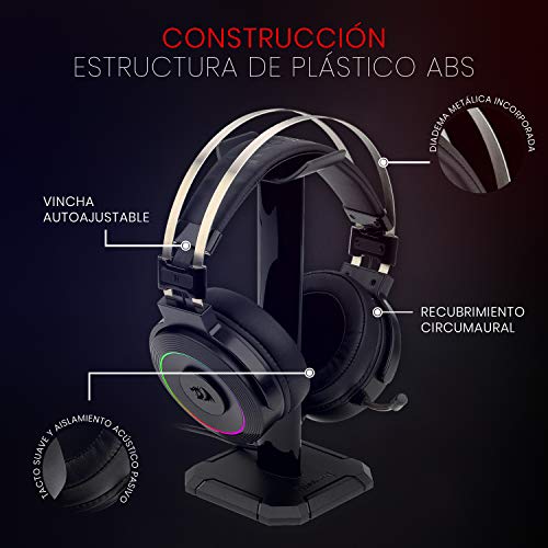 Redragon LAMIA 2 H320 RGB Auriculares para gaming 7.1 - Audio de Alta Definición + Potentes Bajos - Cascos con Micrófono para Juegos en PC - Incluye soporte y Software descargable
