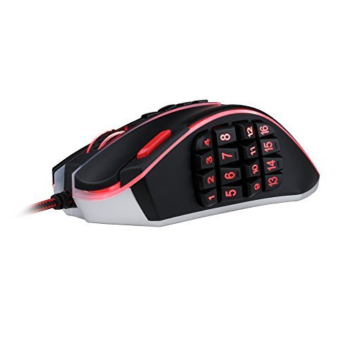 Redragon M990 Legend 16400 DPI High-Precision Programmable Laser Gaming Mouse for PC, MMO FPS, 16 Side Buttons, 5 Programmable User Profiles, 5 LED Lighting Modes (Black)