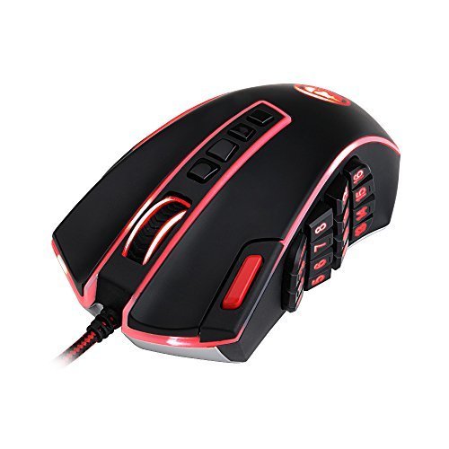 Redragon M990 Legend 16400 DPI High-Precision Programmable Laser Gaming Mouse for PC, MMO FPS, 16 Side Buttons, 5 Programmable User Profiles, 5 LED Lighting Modes (Black)