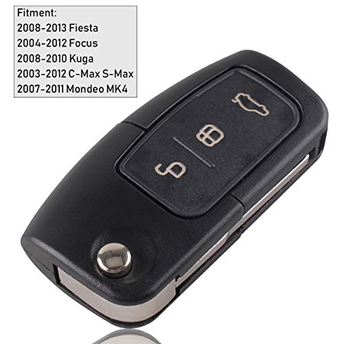 Reemplazo de 3 botones Flip Remote Key Case Fob Shell para 2008-2013 Fiesta 2004-2012 Focus, C-MAX gALAXY ..