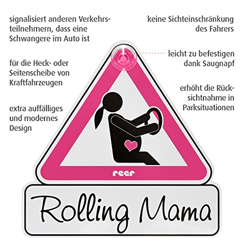 'Reer 88014 mommyline Auto Cartel para embarazadas"Rolling Mama, color rosa