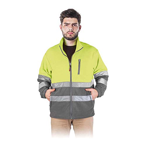 Reis Polstrip_Ysl - Chaqueta de forro polar protectora, color amarillo y gris, tamaño grande