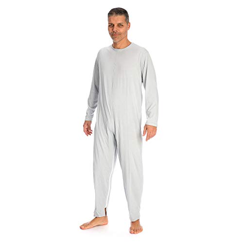 Rekordsan Pijama Antipañal Geriátrico Ideal Hombre En Fresco Algodón Con 2 Cremalleras Color Gris Talla 1-1 unidad