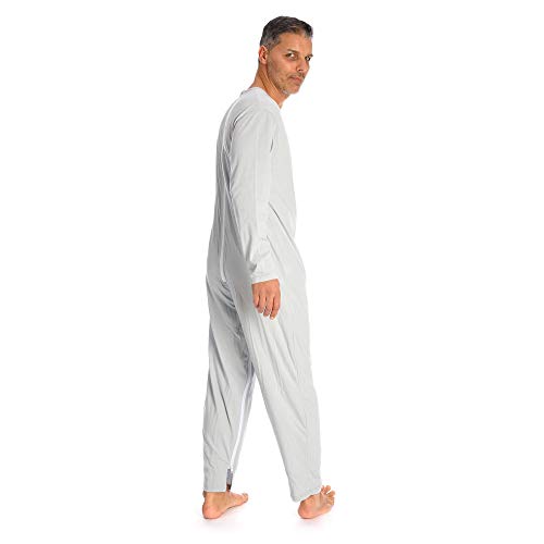 Rekordsan Pijama Antipañal Geriátrico Ideal Hombre En Fresco Algodón Con 2 Cremalleras Color Gris Talla 1-1 unidad
