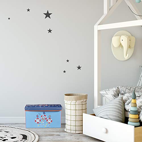 Relaxdays Baúl para Juguetes, Taburete Infantil, Plegable, para niños y niñas, Piratas, 50L, Rojo