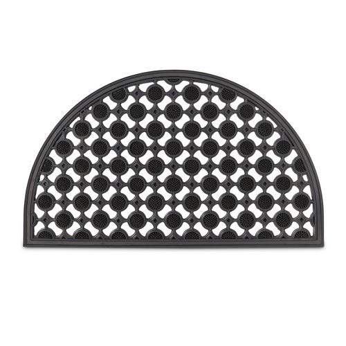 Relaxdays – Felpudo semicircular Decorativo para la Entrada del hogar, 0.5 x 75 x 45 cm, Hecho de Caucho/Goma, Antideslizante, Color Negro