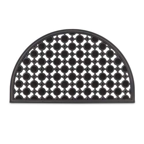 Relaxdays – Felpudo semicircular Decorativo para la Entrada del hogar, 0.5 x 75 x 45 cm, Hecho de Caucho/Goma, Antideslizante, Color Negro