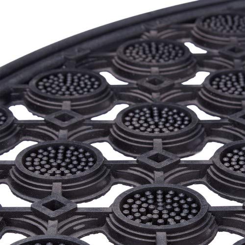Relaxdays – Felpudo semicircular Decorativo para la Entrada del hogar, 0.5 x 75 x 45 cm, Hecho de Caucho/Goma, Antideslizante, Color Negro