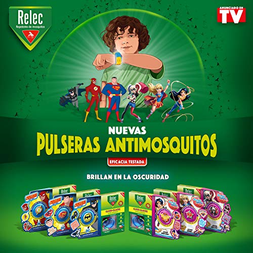 Relec Pulsera Antimosquitos Wonder Woman - Eficaz contra el mosquito tigre, Resistente al agua, Contiene 2 recargas