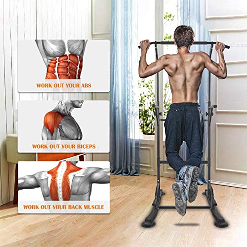 RELIFE REBUILD YOUR LIFE Power Tower Torre de Ejercicios Torres de Energía Multifuncional Barra de Dominadas Estación de Musculación Gimnasio Torre de Entrenamiento Barra Abdominales Fitness