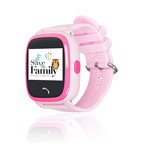 Reloj con GPS para niños SaveFamily Modelo Completo Rosa, smartwatch con Boton SOS, Permite Llamadas y Mensajes. Resistente al Agua Ip67. App Propia SaveFamily. Incluye Cargador