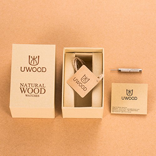 Reloj de Madera de Cuero, Relojes de brújula de bambú Hechos a Mano MUJUZE, Relojes de Pulsera para Hombre con Correa de Vaca marrón (Bamboo Compass)