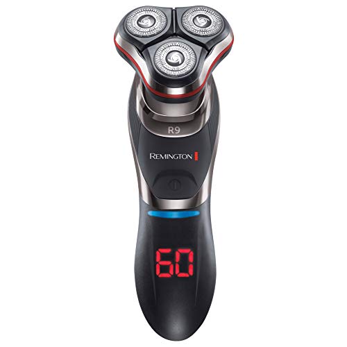Remington Ultimate Series R9 XR1570 Máquina de Afeitar Rotativa, Cabezales Multidireccional, Digital, Uso en Seco y Mojado, Negro y Rojo