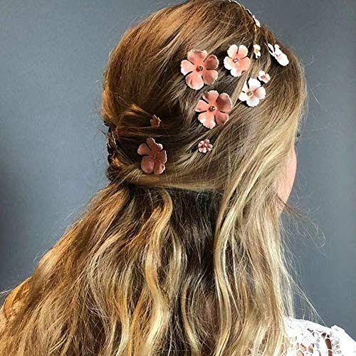RENNICOCO Clips para el Cabello Flor Horquillas para el Cabello Boho Tela Titular de Pelo Cola de Caballo Clips para Mujeres Niñas Damas de Honor Novias