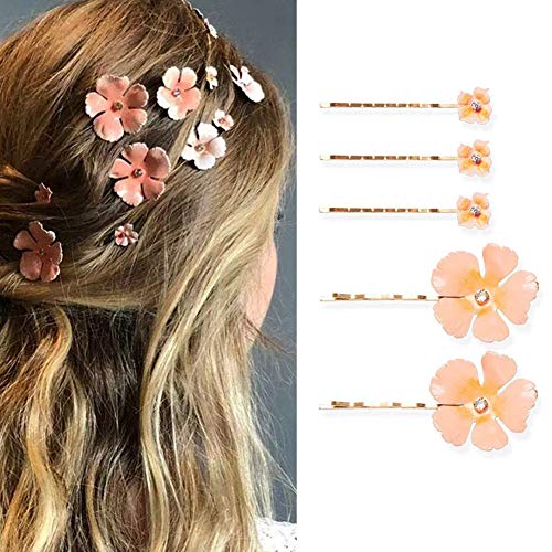 RENNICOCO Clips para el Cabello Flor Horquillas para el Cabello Boho Tela Titular de Pelo Cola de Caballo Clips para Mujeres Niñas Damas de Honor Novias