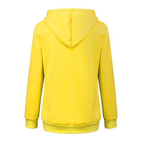 Reooly La Sudadera con Capucha Mujer con Capucha Animal Puede Llevar el Jersey Transpirable de Gato(Amarillo,Small)