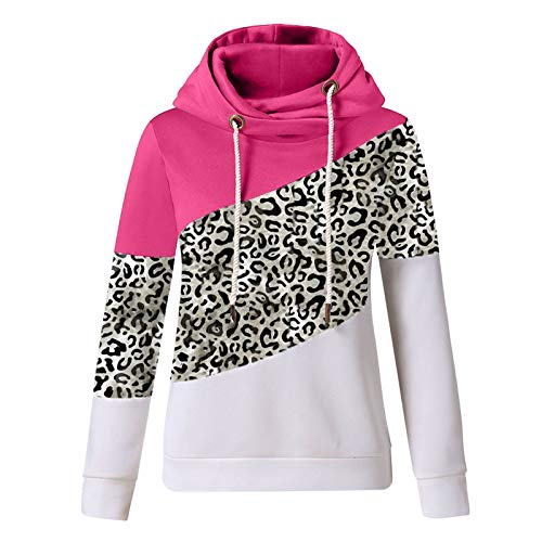 ReooLy - Sudadera con Capucha de Manga Larga con Contraste sólido Informal para Mujer(M,G-Rosa Caliente)