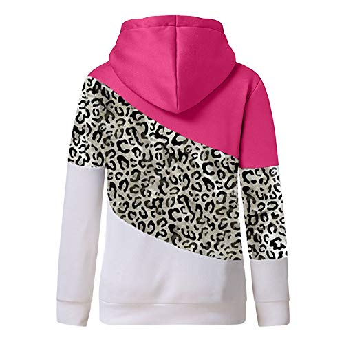 ReooLy - Sudadera con Capucha de Manga Larga con Contraste sólido Informal para Mujer(M,G-Rosa Caliente)