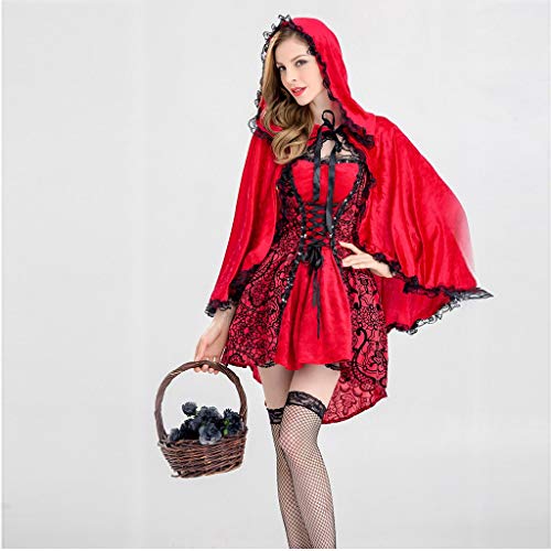 Reooly◕‿◕Cosplay Traje Rojo de Halloween de la Mujer compone el Vestido de Fiesta con Capa Sombrero