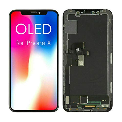 Repuesto de digitalizador de pantalla LCD OLED para iPhone X 10 + pantalla táctil 3D con adhesivo y kit de herramientas incluido, color negro