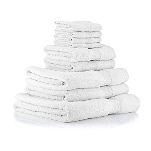 restmor Knightsbridge Juego de 9 Toallas 100% algodón Egipcio Peinado 500g/m2 Blanco