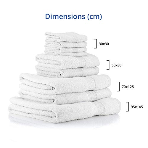 restmor Knightsbridge Juego de 9 Toallas 100% algodón Egipcio Peinado 500g/m2 Blanco