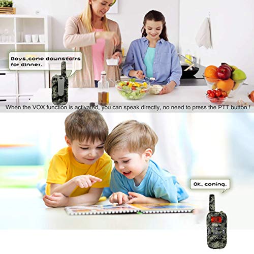 Retevis RT33 Walkie Talkie Niños PMR446 8 Canales LED Linterna Incorporada LCD Pantalla VOX 10 Tonos de Llamada Walkie-Talkie Juguete Regalo para Niños(Camuflaje, 1 par)