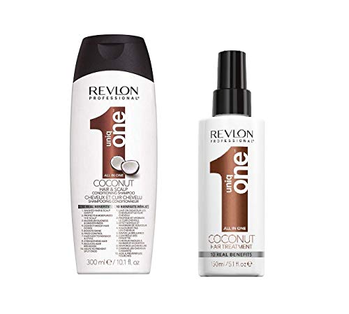 Revlon Professional - UniqOne Coco Champú Acondicionador 300 ml + Tratamiento en Spray para Cabello 150 ml