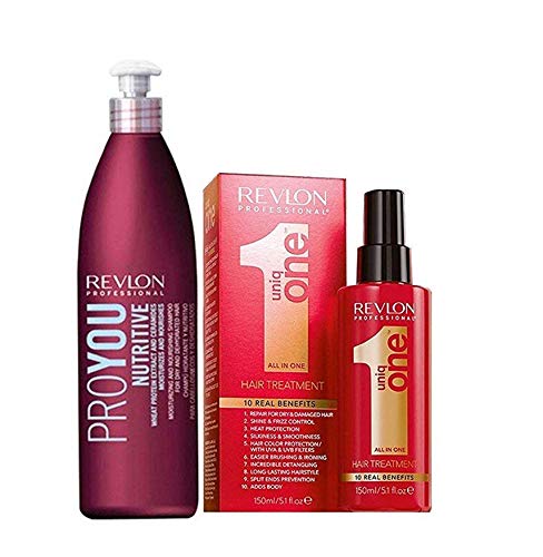 Revlon Uniq One Tratamiento 150 ml + Revlon ProYou Champu Nutritive 350 ml+ oxigenada eco shampoo