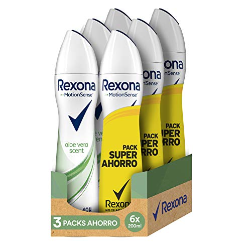 Rexona Desodorante Antitranspirante Aloe Vera - 3 Packs Ahorro de 2x200 ml (Total: 1200 ml)