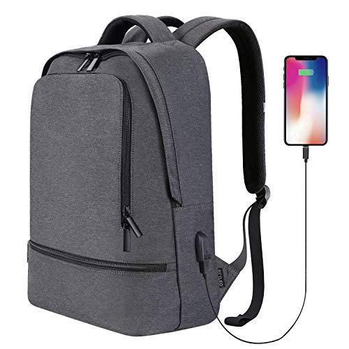 REYLEO Mochila Escolar, Mochila Ligero Estilo Clásico Unisexo Adaptado a Portátil de 15.6" Mochila Tipo Casual para Viaje, Trabajo 21L - Gris