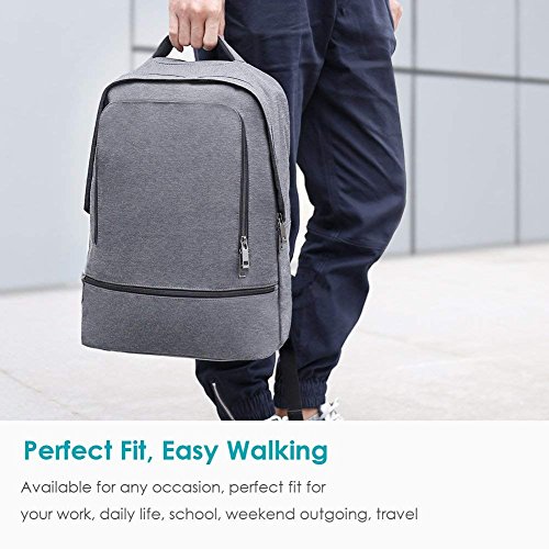 REYLEO Mochila Escolar, Mochila Ligero Estilo Clásico Unisexo Adaptado a Portátil de 15.6" Mochila Tipo Casual para Viaje, Trabajo 21L - Gris