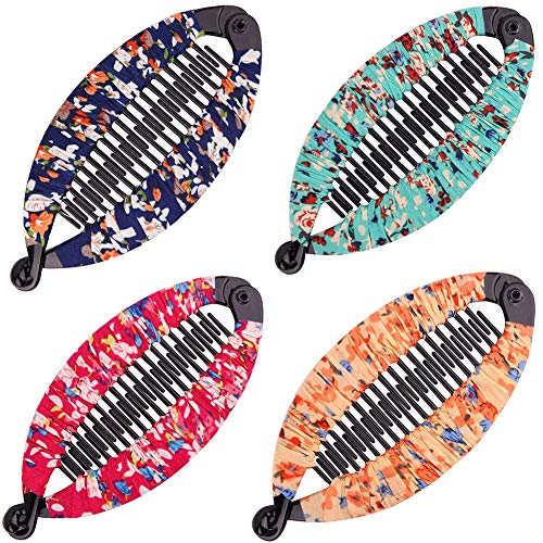 REYOK Bananas Hair Clip, 6 Pieces Pinzas de Pelo Estilo Bohemio,Fish Clips Banana Fish Combs Wide Tort Toned Comb Long Hair Clips para Mujer