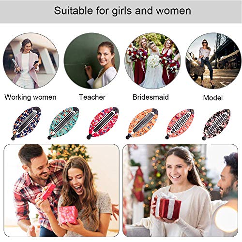 REYOK Bananas Hair Clip, 6 Pieces Pinzas de Pelo Estilo Bohemio,Fish Clips Banana Fish Combs Wide Tort Toned Comb Long Hair Clips para Mujer