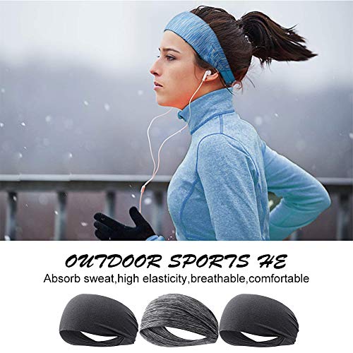 REYOK Deportes Diadema Corriente Diadema Deportiva Hombres Mujeres, Paquete de 6 Bandas elásticas para el Cabello, Antideslizante, Humedad, Diadema Ancha, Adecuado Yoga, Baloncesto, Ciclismo