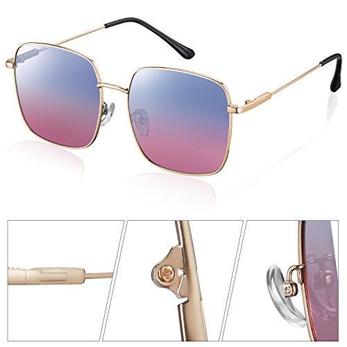 rezi Gafas de Sol Mujer Polarizadas, Gafas de Sol Hombres y Mujeres Retro Vintage, Lente de nylon 100% protección UVA/UV 400, Marco Metal