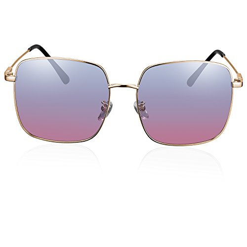 rezi Gafas de Sol Mujer Polarizadas, Gafas de Sol Hombres y Mujeres Retro Vintage, Lente de nylon 100% protección UVA/UV 400, Marco Metal