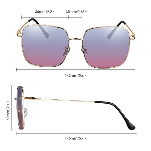 rezi Gafas de Sol Mujer Polarizadas, Gafas de Sol Hombres y Mujeres Retro Vintage, Lente de nylon 100% protección UVA/UV 400, Marco Metal