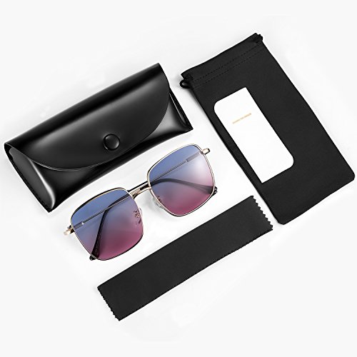 rezi Gafas de Sol Mujer Polarizadas, Gafas de Sol Hombres y Mujeres Retro Vintage, Lente de nylon 100% protección UVA/UV 400, Marco Metal