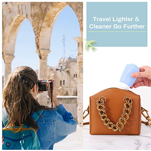 Rhino Valley Botella de Viaje de Silicona, [5 PZS] Contenedores de Viaje con Bolsa Transparente a Prueba de Fugas para Champú, Crema para Cutis y Gel de Ducha - Verde, Azul, Rosa y Claro