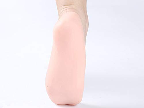 RHTR 2 Pares de Calcetines Hidratantes de Silicona, Calcetines Anti-Secos y anti-Agrietamiento para pies que Rejuvenecen la piel Protegen Suelas y Talones (Blanco sin agujeros)