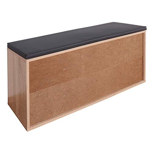 RICOO WM033-ES-A, Banco Zapatero, 104x49x30cm, Armario Interior con Asiento, Organizador Zapatos, Mueble recibidor, Perchero, Madera Roble marrón