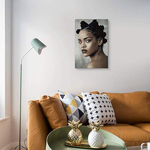 Rihanna Music Singer Superstar Dominering Hip Hop Pop Art Guapo Chica Linda Peinado Arte de Pared Diseño Original Pop Artwork Enmarcado para Sala de estar 50,8 x 76,2 cm