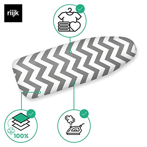 riijk Funda de Tabla de Planchar Ajustable de Algodón con Acolchado Especial para un Planchado Más Fácil - Tamaño Universal - Extra Paño de Protección para Prendas Delicadas