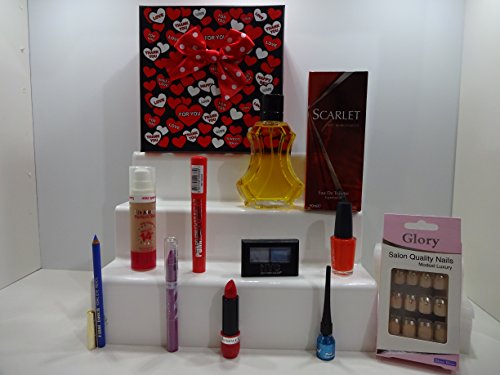 Rimmel London Cesta de maquillaje de regalo, con base de timbre gratis, 8 piezas
