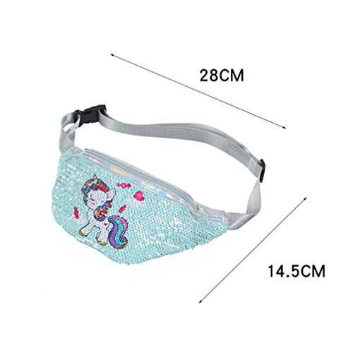 riñonera de Lentejuelas Paquete de Cintura de Dibujos Animados de Moda Bolso de Hombro Cruzado Brillante Bolso de Cintura de niñas delicadas para Estudiante - Verde