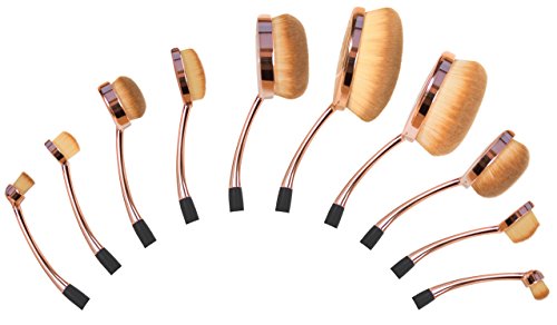 Rio Beauty Professional Microfibre Oval - Brochas de maquillaje faciales (Negro/Oro, Mujeres, 10 pieza(s))